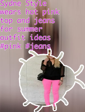 Dark pink top with jeans