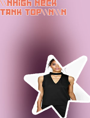 High neck black tank top